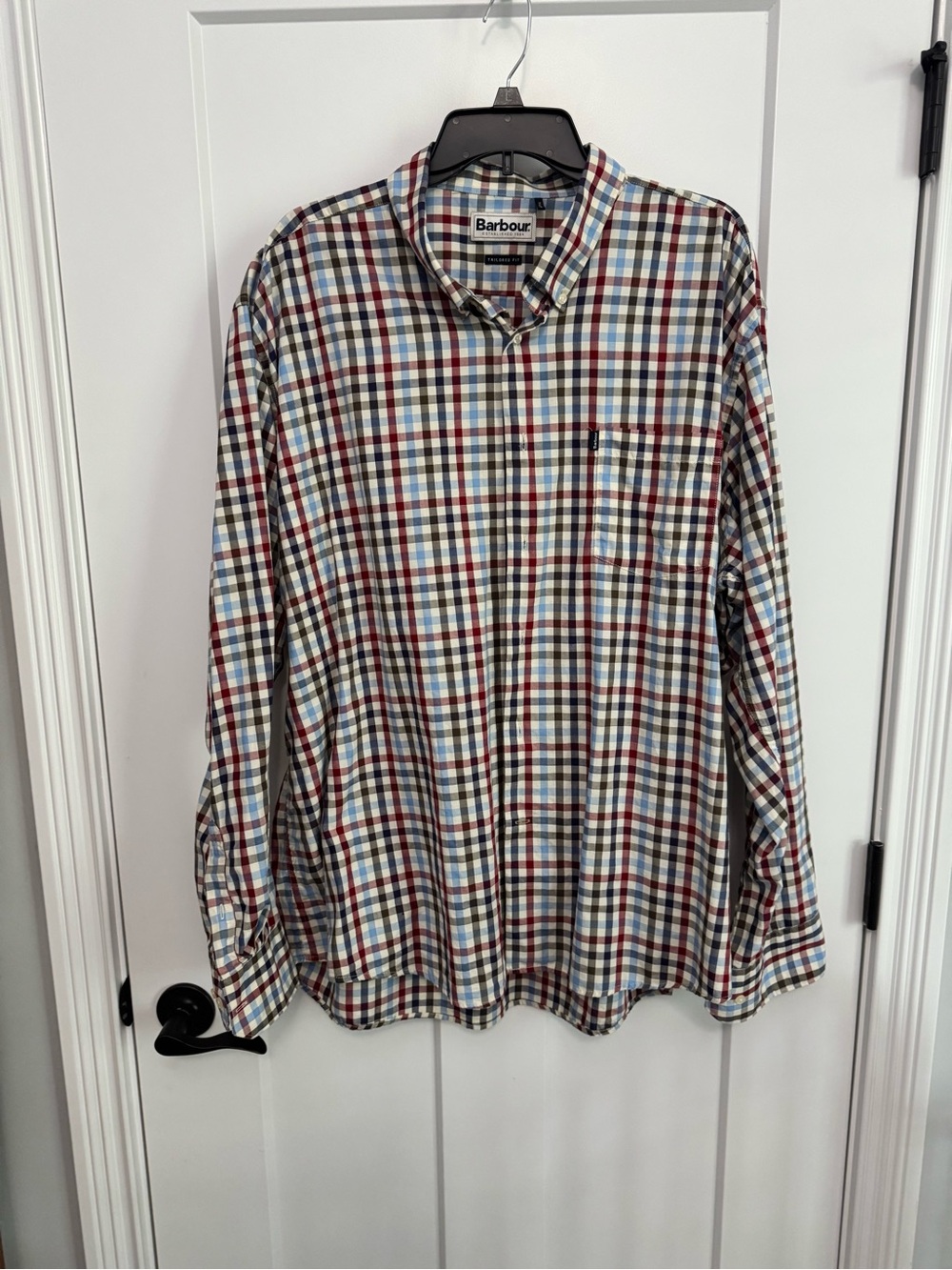 Barbour Plaid Button-Down Shirt in Blue, Red, and Green